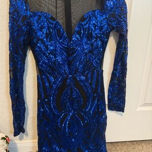 Elegant Blue Sequin Dress